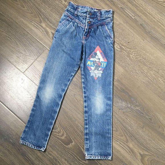 Disney Other - Vintage Mickey Mouse Child Jeans Fall 8 GUC Silver